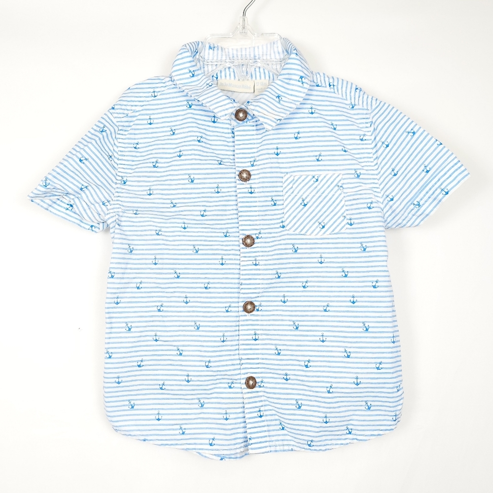 Blue and White Striped JoJo Maman Bebe Shirt